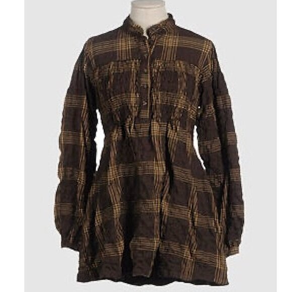 Timberland - Heavyweight Smock Front Tunic in Brown Plaid, size Large - Picture 1 of 13